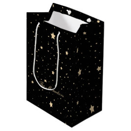 Personalisiert Black and Gold Staright Weihnachten Mittlere Geschenktüte