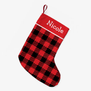 Personalisiert Black and Red Buffalo Kariert Kleiner Weihnachtsstrumpf
