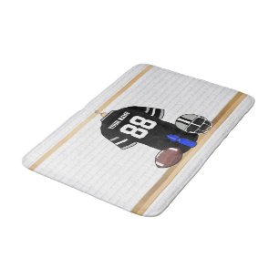 Personalisiert Black and Silver Gray Football Jers Badematte