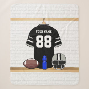 Personalisiert Black and Silver Gray Football Jers Sherpadecke