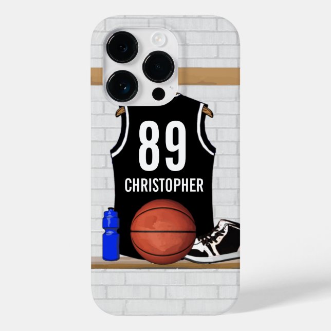 Personalisiert Black and White Basketball Jersey Case-Mate iPhone Hülle (Rückseite)