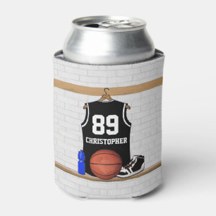 Personalisiert Black and White Basketball Jersey Dosenkühler