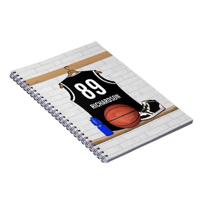 Personalisiert Black and White Basketball Jersey Notizblock (Rechte Seite)