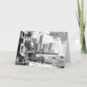 Personalisiert Black and White Miami FL Feiertagskarte
