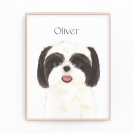 Personalisiert Black and White Shih Tzu Art Fotodruck