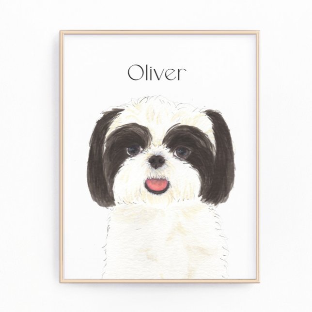 Personalisiert Black and White Shih Tzu Art Fotodruck (Von Creator hochgeladen)