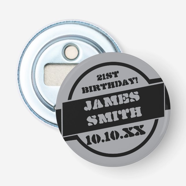 Personalisiert Black Birthday Abschluss Flaschenöffner (Vorderseite)