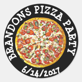 Personalisiert Black Birthday Pizza Party Stickers