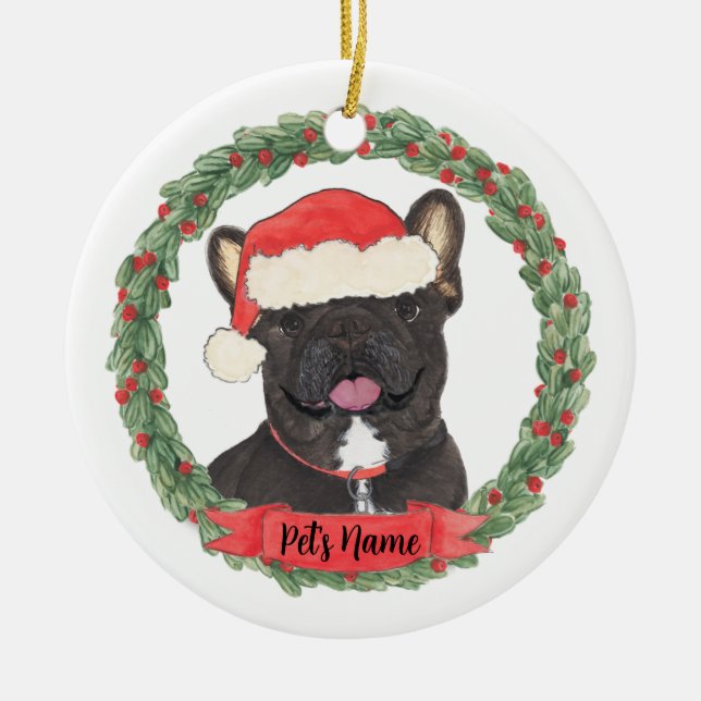 Personalisiert Black Brindle Frenchie French Bulld Keramik Ornament (Vorne)
