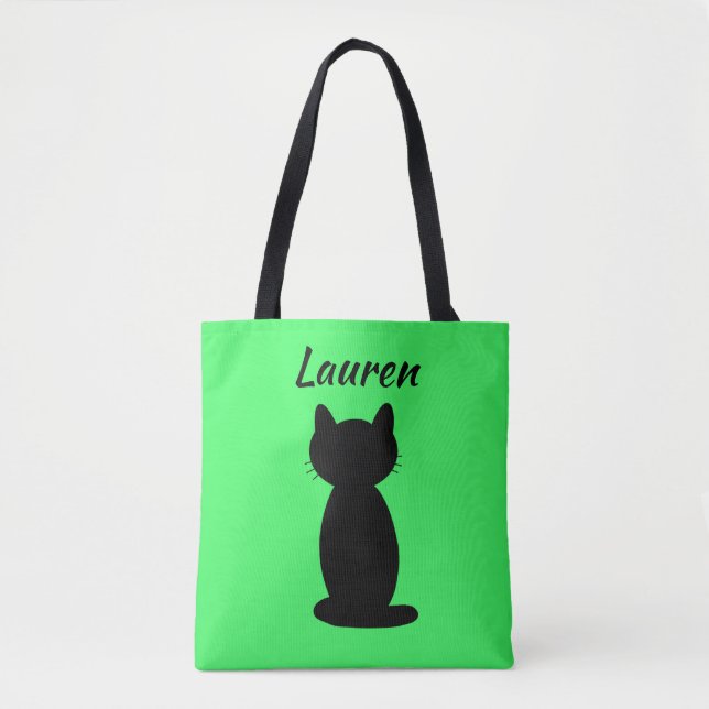 Personalisiert Black Cat Silhouette Tasche (Vorderseite)