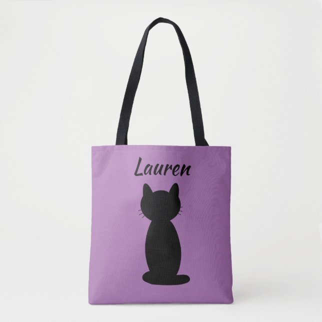 Personalisiert Black Cat Silhouette Tasche (Vorderseite)