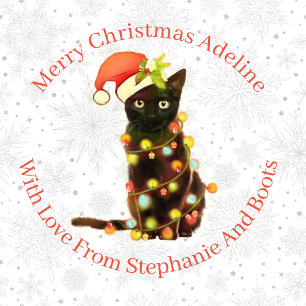 Personalisiert Black Cat Weihnachtsbeleuchtung Geschenkpapier