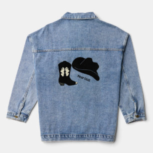 Personalisiert Black Cowboy Rodeo Hat Boot Jeansjacke