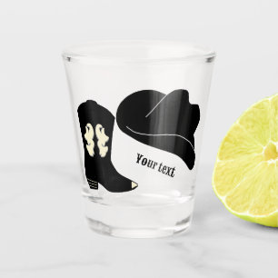 Personalisiert Black Cowboy Rodeo Hat Boot Schnapsglas