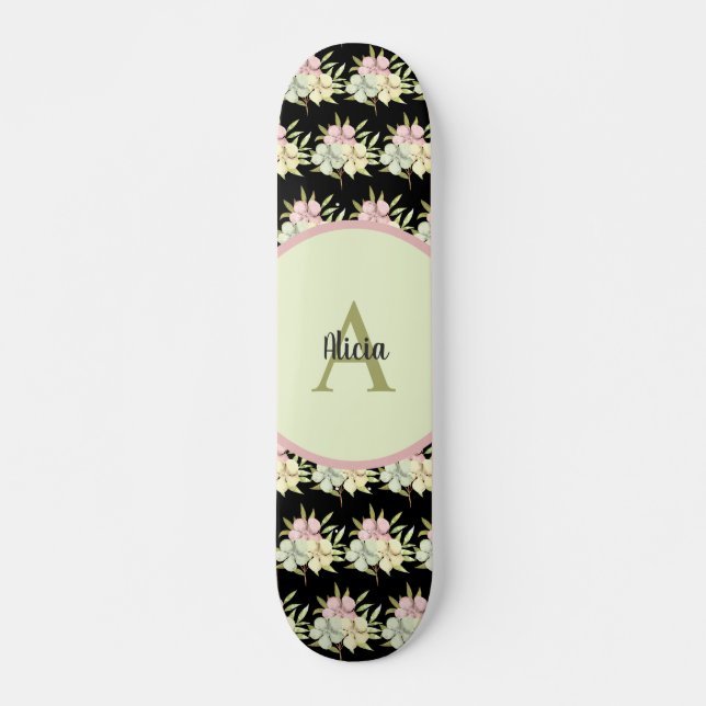 Personalisiert Black Girl Floral Personalisiert Skateboard (Vorne)