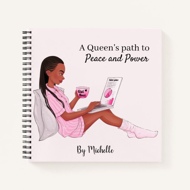 Personalisiert Black Girl Notebook, Custom Journal Notizbuch (Vorderseite)