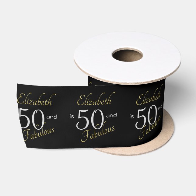 Personalisiert Black Gold 50 und fabelhaft Satinband (Spule)