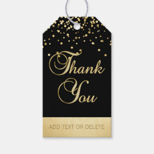 Personalisiert Black Gold Confetti DANK IHNEN Geschenkanhänger