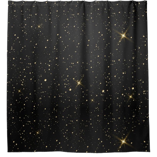 Personalisiert Black Gold Glitzer Duschvorhang (Vorderseite)