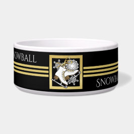 Personalisiert Black Gold Glitzer Ice Skaten Pet Napf