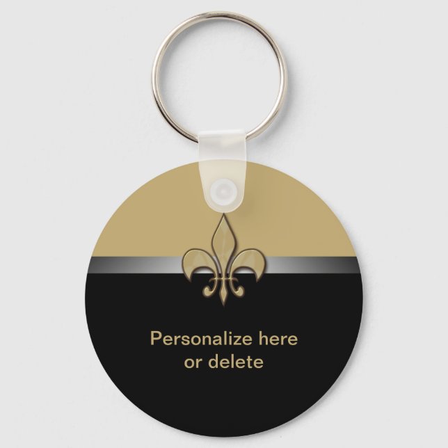 Personalisiert Black Gold Lilie Schlüsselanhänger (Vorderseite)