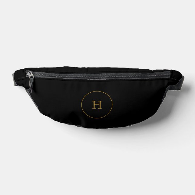 Personalisiert Black Gold Monogram Waste Crossbody Bauchtasche (Ablage )