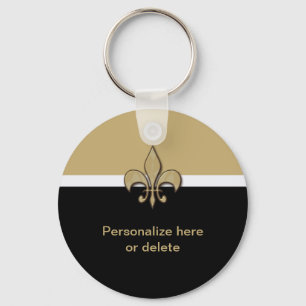 Personalisiert Black Gold White Lilie Schlüsselanhänger