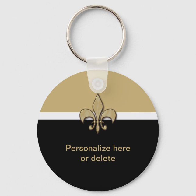 Personalisiert Black Gold White Lilie Schlüsselanhänger (Vorderseite)