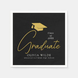 Personalisiert Black Grad Paper Napkin - Party fer Serviette