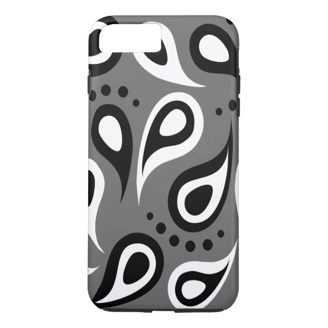 Personalisiert Black Gray & White Paisley Case-Mate iPhone Hülle (Rückseite)