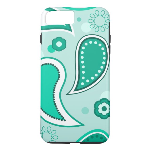 Personalisiert Black Green & White Paisley Case-Mate iPhone Hülle (Rückseite)