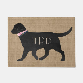 Personalisiert Black Lab Preppy Tan Jute Fußmatte