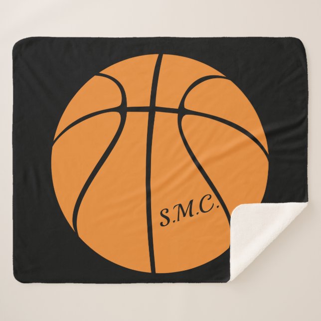 Personalisiert Black Modern Basketball Sherpadecke (Vorderseite (Horizontal))