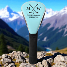 Personalisiert Black Monogram Name Golf Lover Aqua