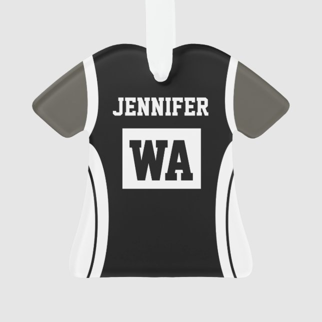 Personalisiert Black Netball Unifom Dunkle Haut Ornament (Rückseite)