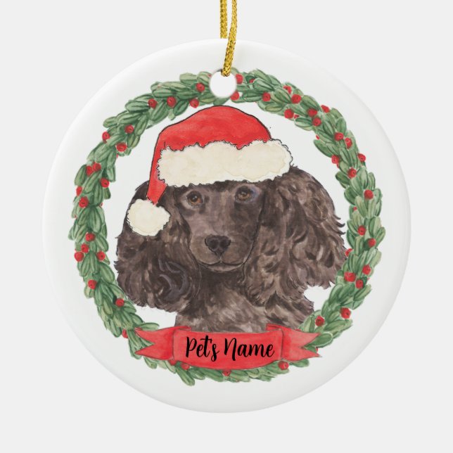 Personalisiert Black Poodle Keramik Ornament (Vorne)