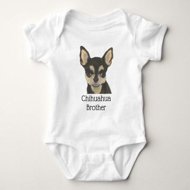 Personalisiert Black Tan Chihuahua Dog Baby Strampler (Vorderseite)