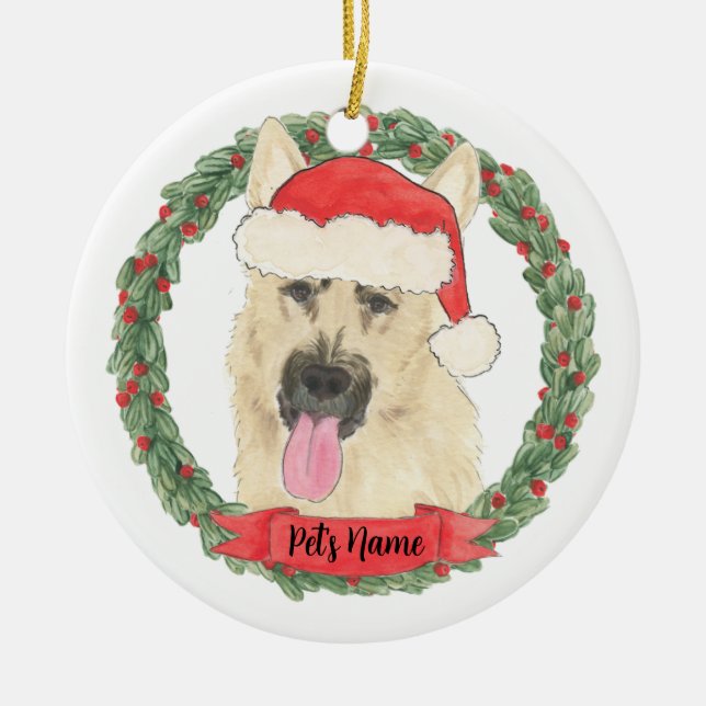 Personalisiert Black & Tan German Shepherd Keramik Ornament (Vorne)