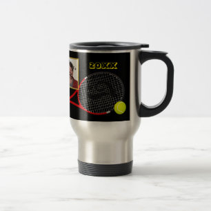 Personalisiert Black Tennis Foto Tumbler Reisebecher