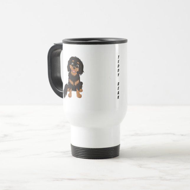 Personalisiert Black und Tan Cavalier Spaniel Reisebecher (Vorderseite Links)