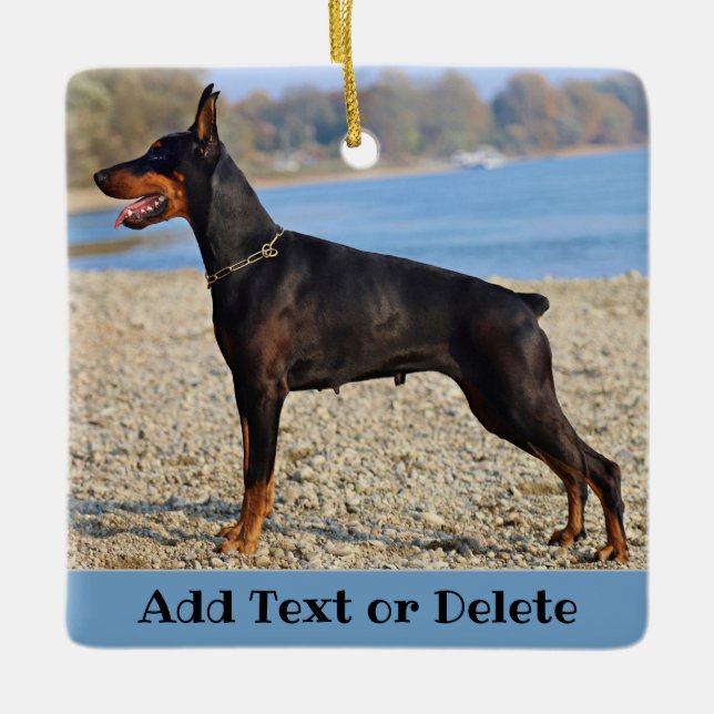 Personalisiert Black und Tan Doberman Pinscher Keramikornament (Vorderseite)