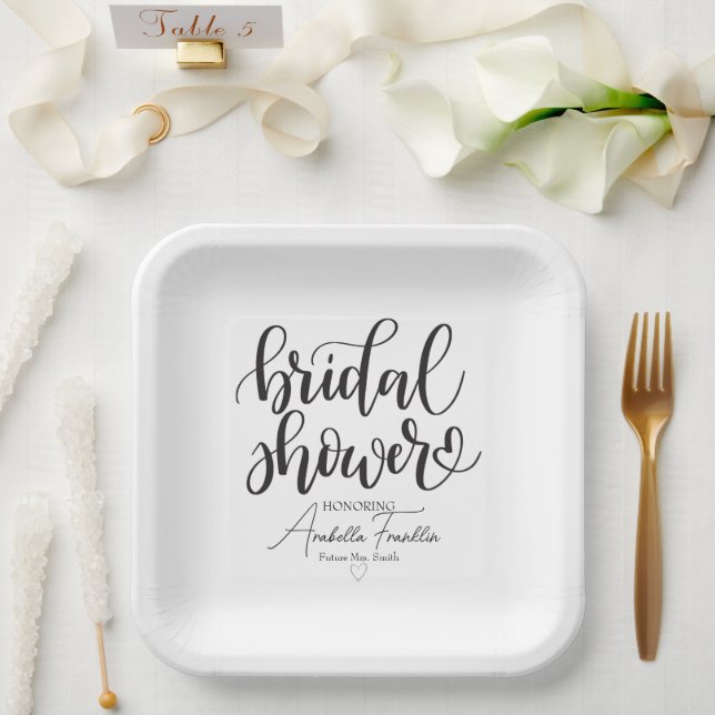 Personalisiert Black Wedding Brautparty White Pappteller (Hochzeit)