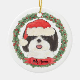 Personalisiert Black & White Shih Tzu Keramik Ornament