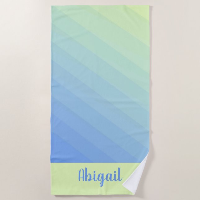 Personalisiert Blau-Gelb Ombre Gradient Strandtuch (Vorderseite)