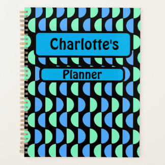Personalisiert Blau und Grün Gemustert Planer