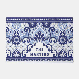 Personalisiert Blau und Weiß mexikanische Talavera Fußmatte