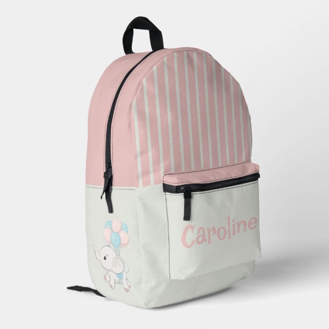 Personalisiert blau-weiß gestreift bedruckter rucksack (Rückseitige Ecke links)
