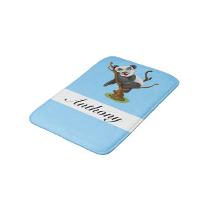 Personalisiert Blau & Weiß - Niedliches Baby Panda Badematte