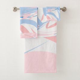 Personalisiert Blau-weißer rosa Marmor Swirl Abstr Badhandtuch Set