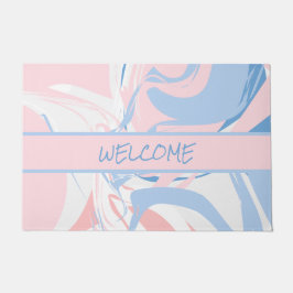 Personalisiert Blau-weißer rosa Marmor Swirl Abstr Fußmatte